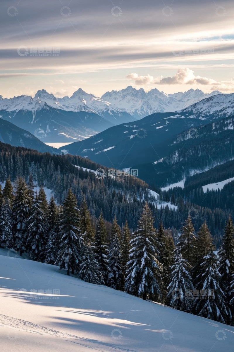 高清大图下载【趣麦麦图】雪山森林冬日自然风光