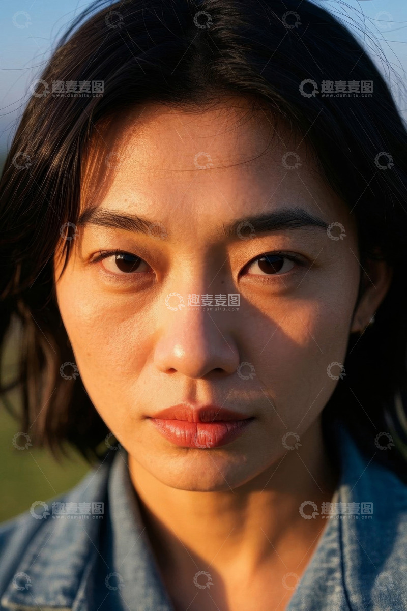 高清大图下载【趣麦麦图】年轻女子户外肖像特写