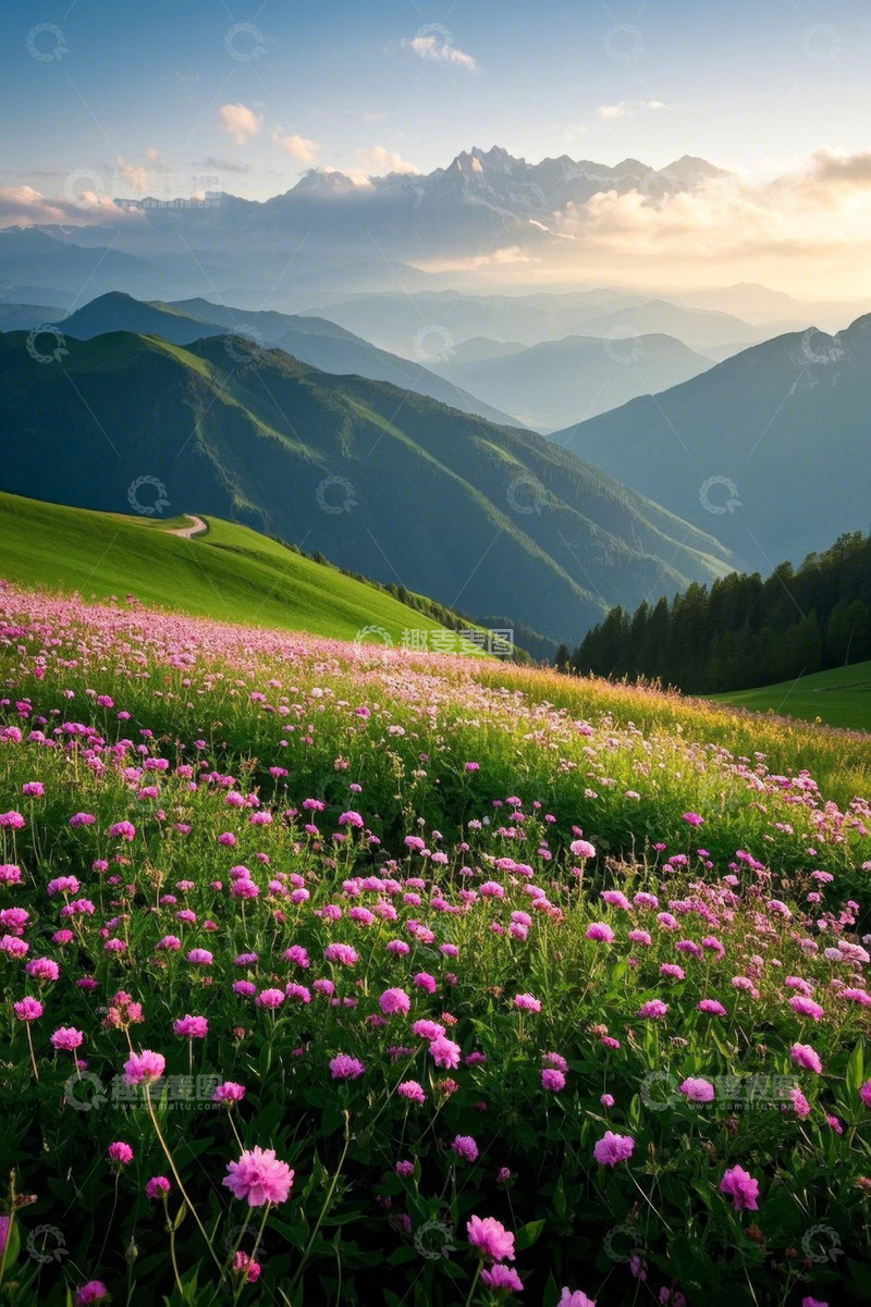高清大图下载【趣麦麦图】山间花海自然风光