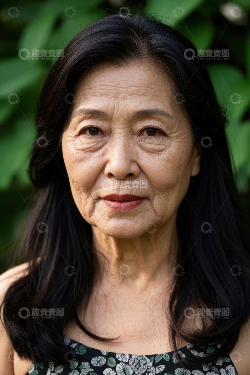 高清大图下载【趣麦麦图】一位优雅的年长亚裔女性肖像