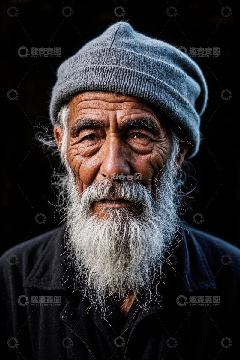 高清大图下载【趣麦麦图】饱经风霜的老者肖像