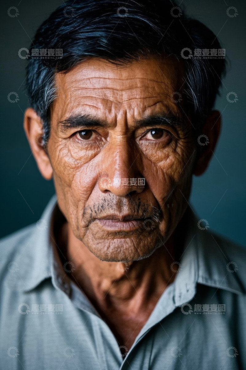 高清大图下载【趣麦麦图】一位饱经风霜的年迈老者肖像