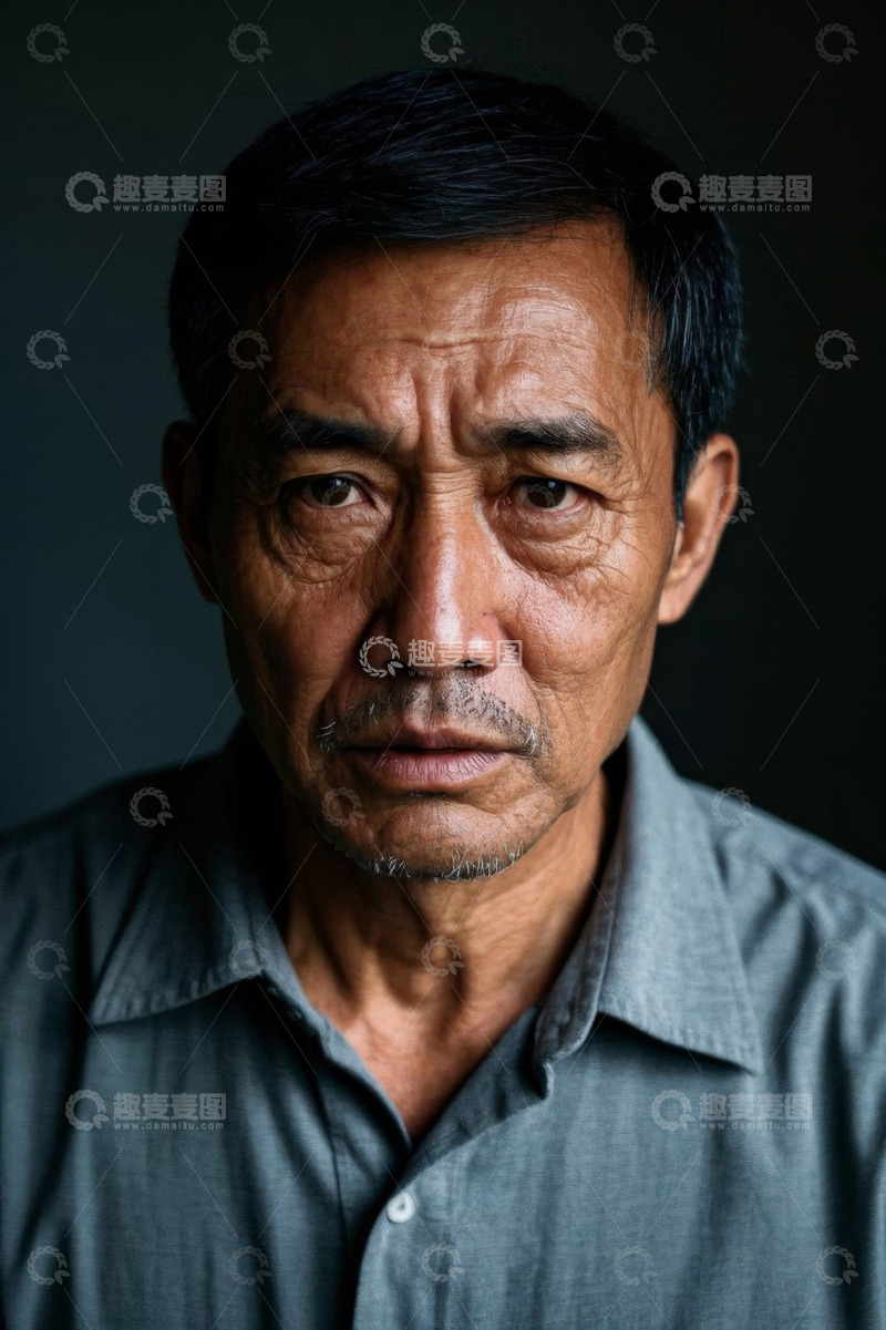 高清大图下载【趣麦麦图】一位亚洲老年男子的肖像