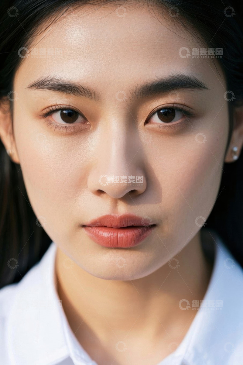高清大图下载【趣麦麦图】亚洲女性肖像特写干净妆容