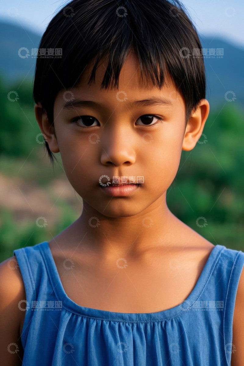 高清大图下载【趣麦麦图】女孩户外侧脸肖像阳光照射