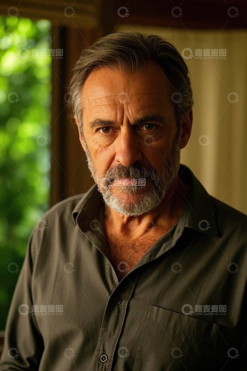 高清大图下载【趣麦麦图】一位留着灰色胡须的年长男子肖像