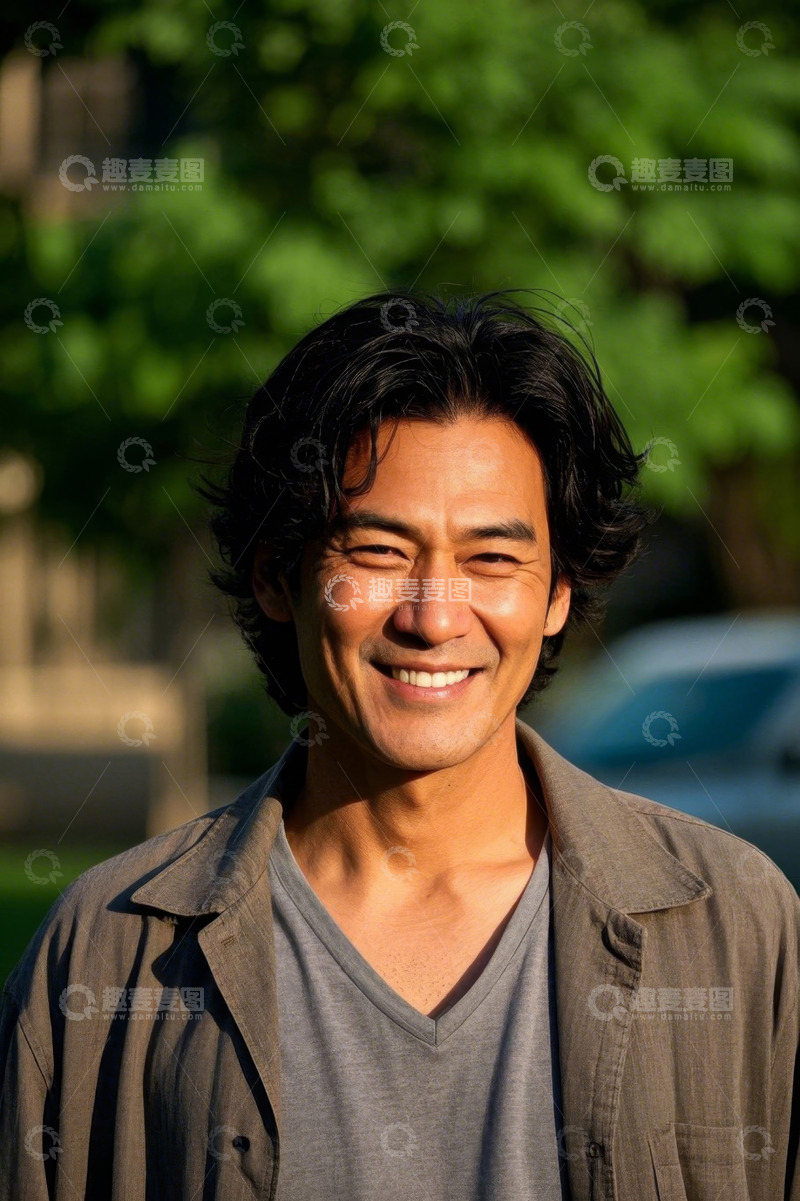 高清大图下载【趣麦麦图】阳光下笑容灿烂的亚洲男士