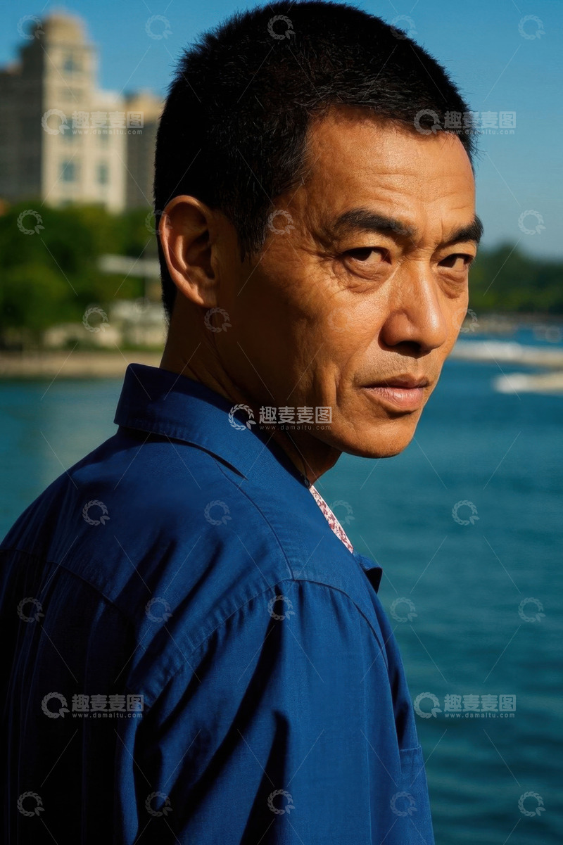 高清大图下载【趣麦麦图】男人背影湖边凝望远方