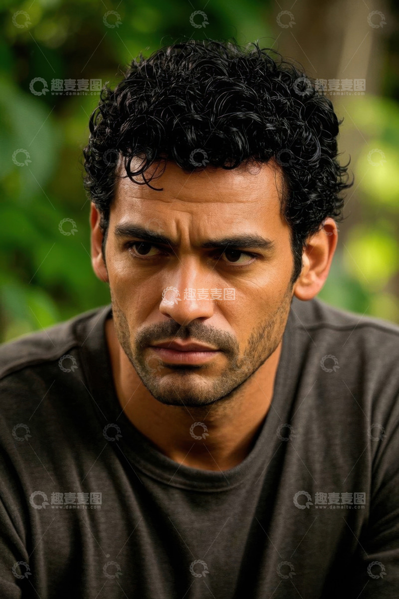 高清大图下载【趣麦麦图】忧郁眼神的年轻男子肖像