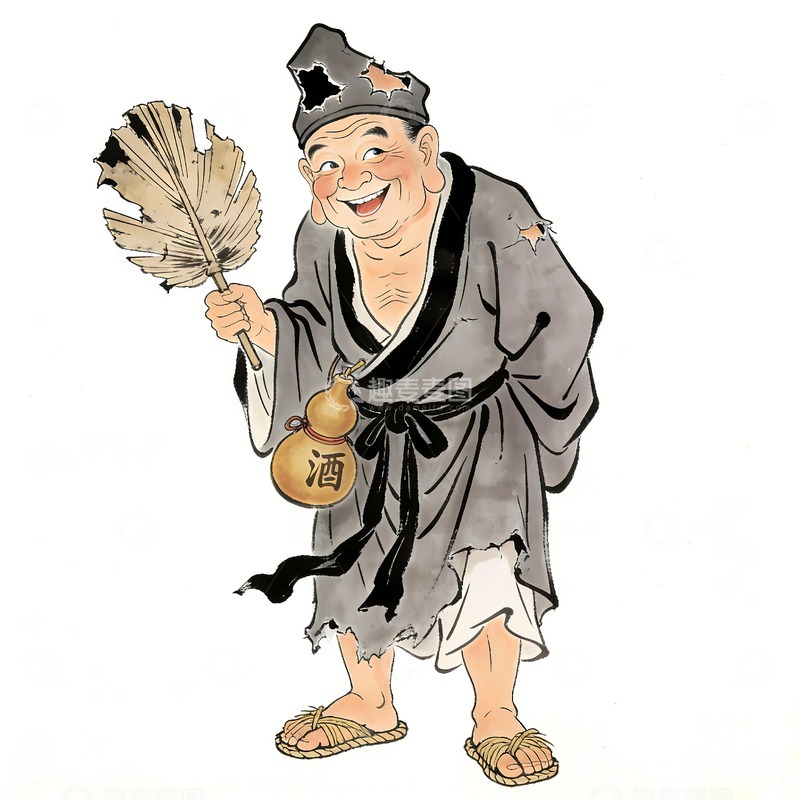 高清大图下载【趣麦麦图】济公和尚插画