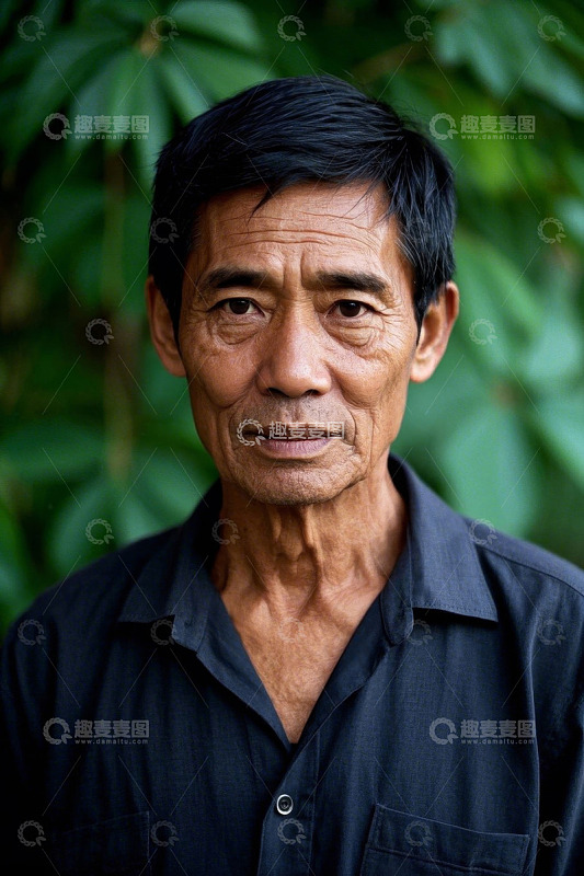 深色衬衫老年男子肖像