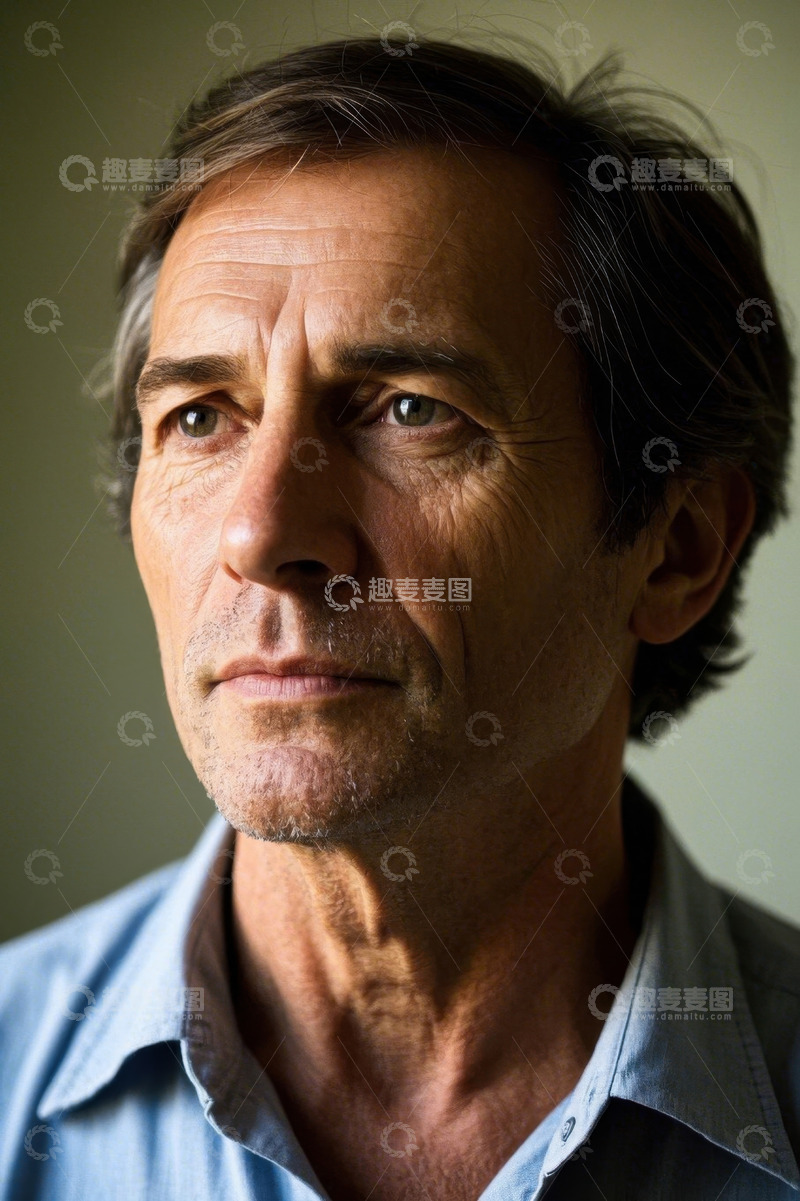 高清大图下载【趣麦麦图】沧桑中年男子肖像特写