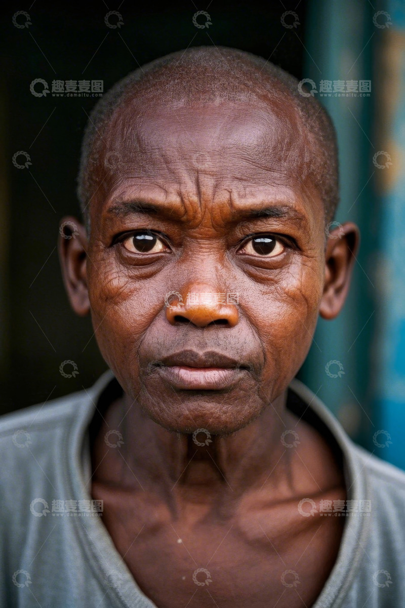 高清大图下载【趣麦麦图】非洲老年男子肖像特写