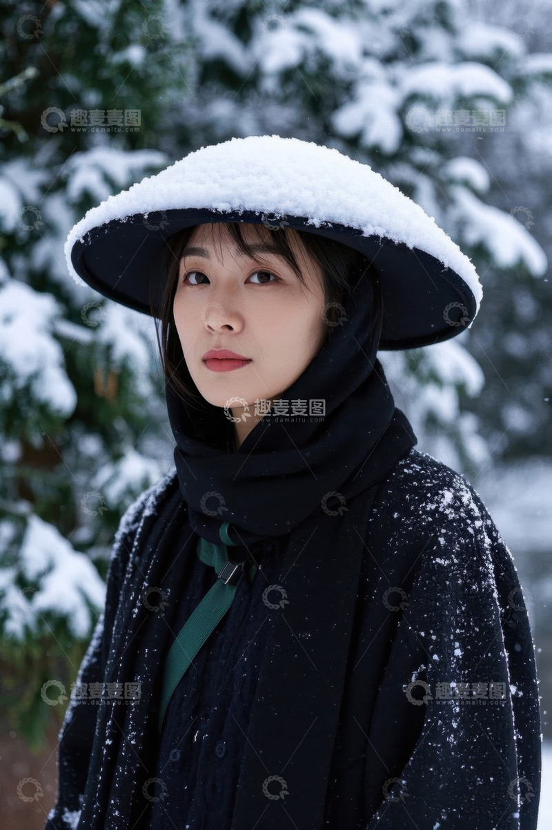高清大图下载【趣麦麦图】雪中女子古风写真