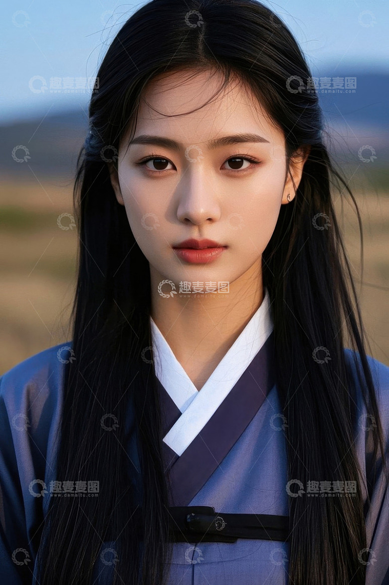 身着韩服的美丽女子户外写真