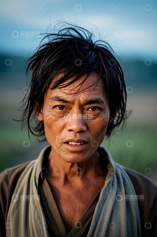 沧桑老者户外肖像写真