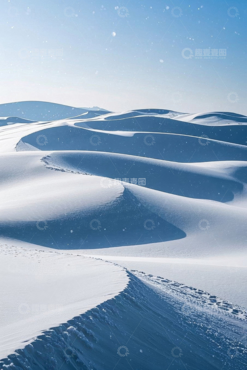 高清大图下载【趣麦麦图】冬日雪覆沙丘风景