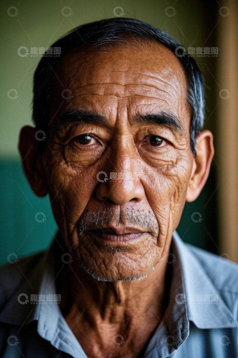 高清大图下载【趣麦麦图】饱经风霜的老年男子肖像