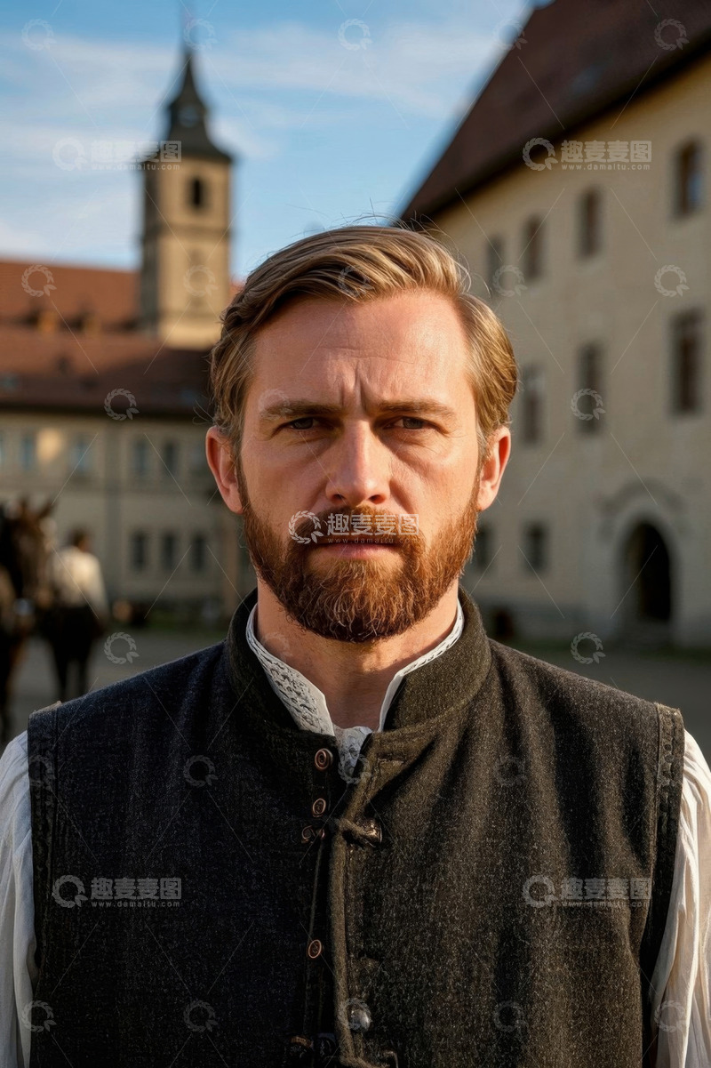 高清大图下载【趣麦麦图】留着胡须的男子身着古装