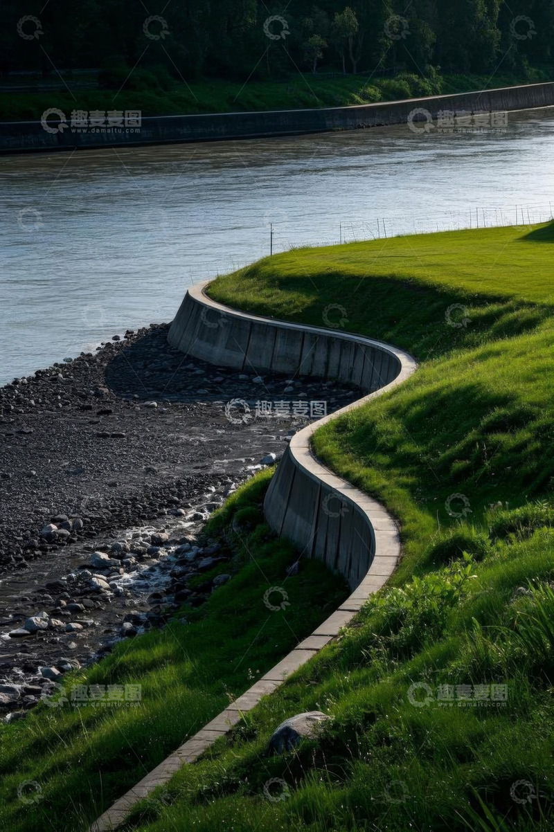 高清大图下载【趣麦麦图】河边草地与河岸景观