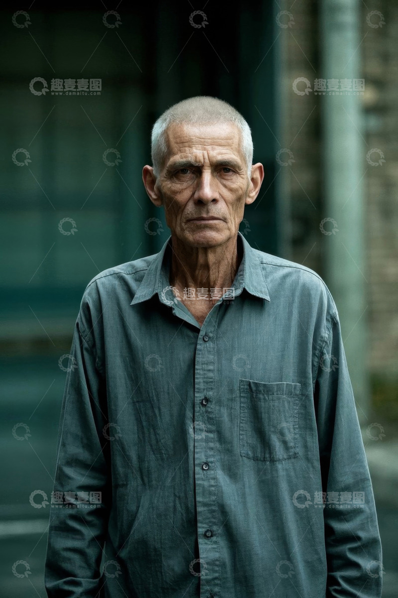 高清大图下载【趣麦麦图】沧桑老者凝视前方，眼神深邃