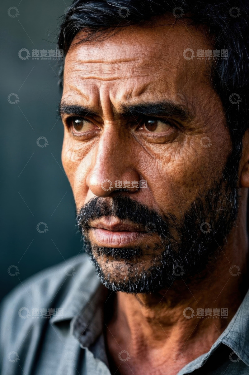 高清大图下载【趣麦麦图】沧桑感十足的中年男子肖像