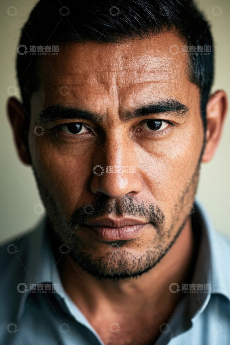 高清大图下载【趣麦麦图】男人严肃凝视特写肖像