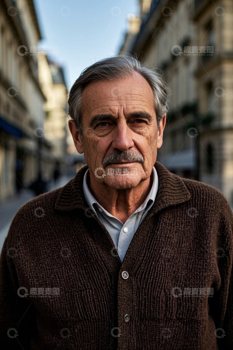 高清大图下载【趣麦麦图】一位头发花白的老年男子肖像