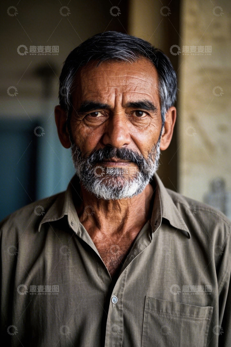 高清大图下载【趣麦麦图】一位年迈的男子肖像特写