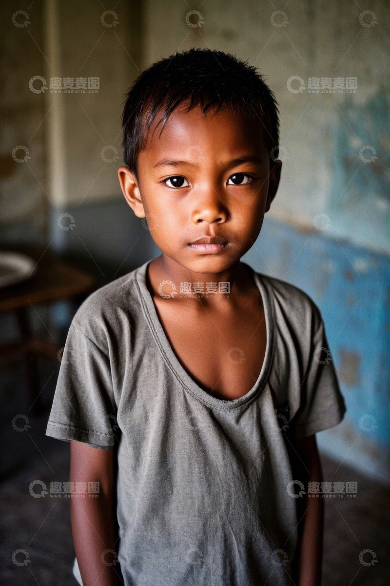 高清大图下载【趣麦麦图】眼神清澈的亚洲小男孩肖像