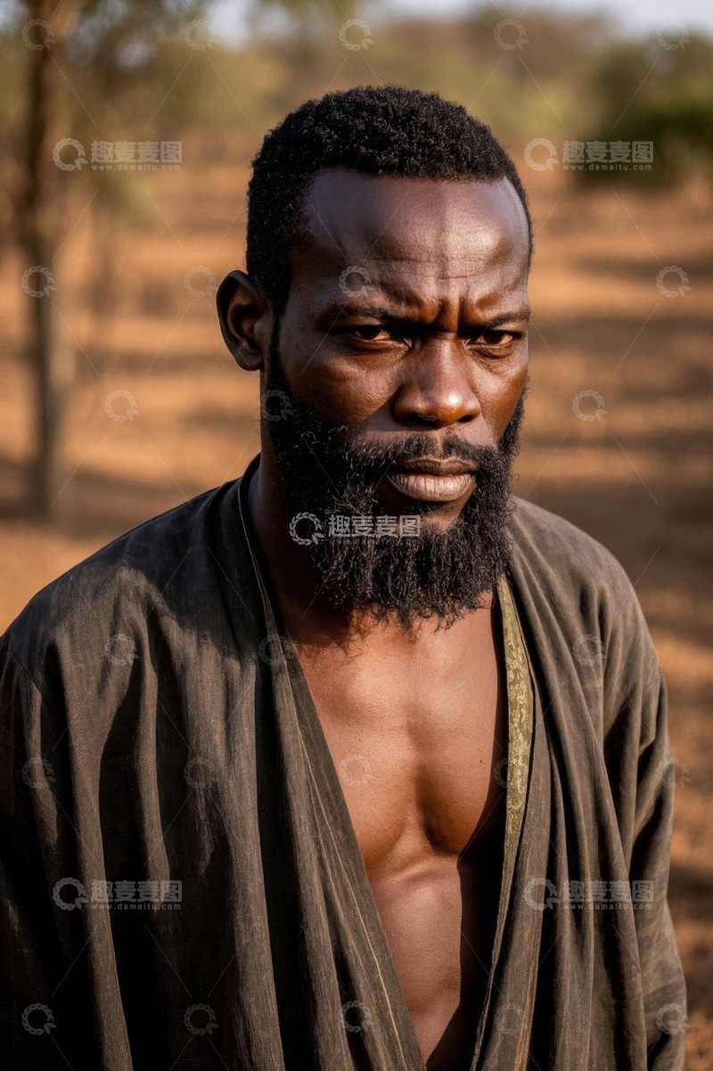 高清大图下载【趣麦麦图】非洲男子户外肖像特写
