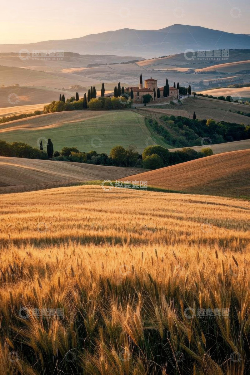 高清大图下载【趣麦麦图】意大利田园风光中的农舍景致