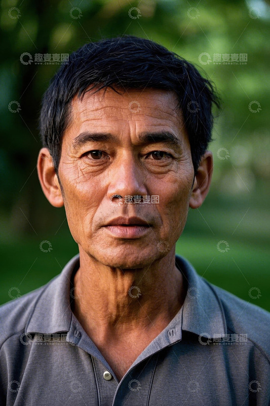 一位亚洲老年男子户外肖像