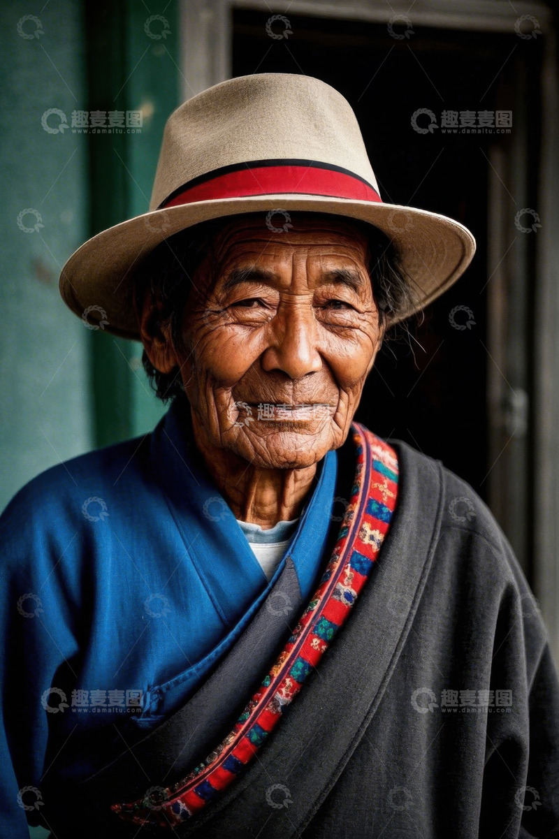 高清大图下载【趣麦麦图】一位慈祥的老人肖像照片