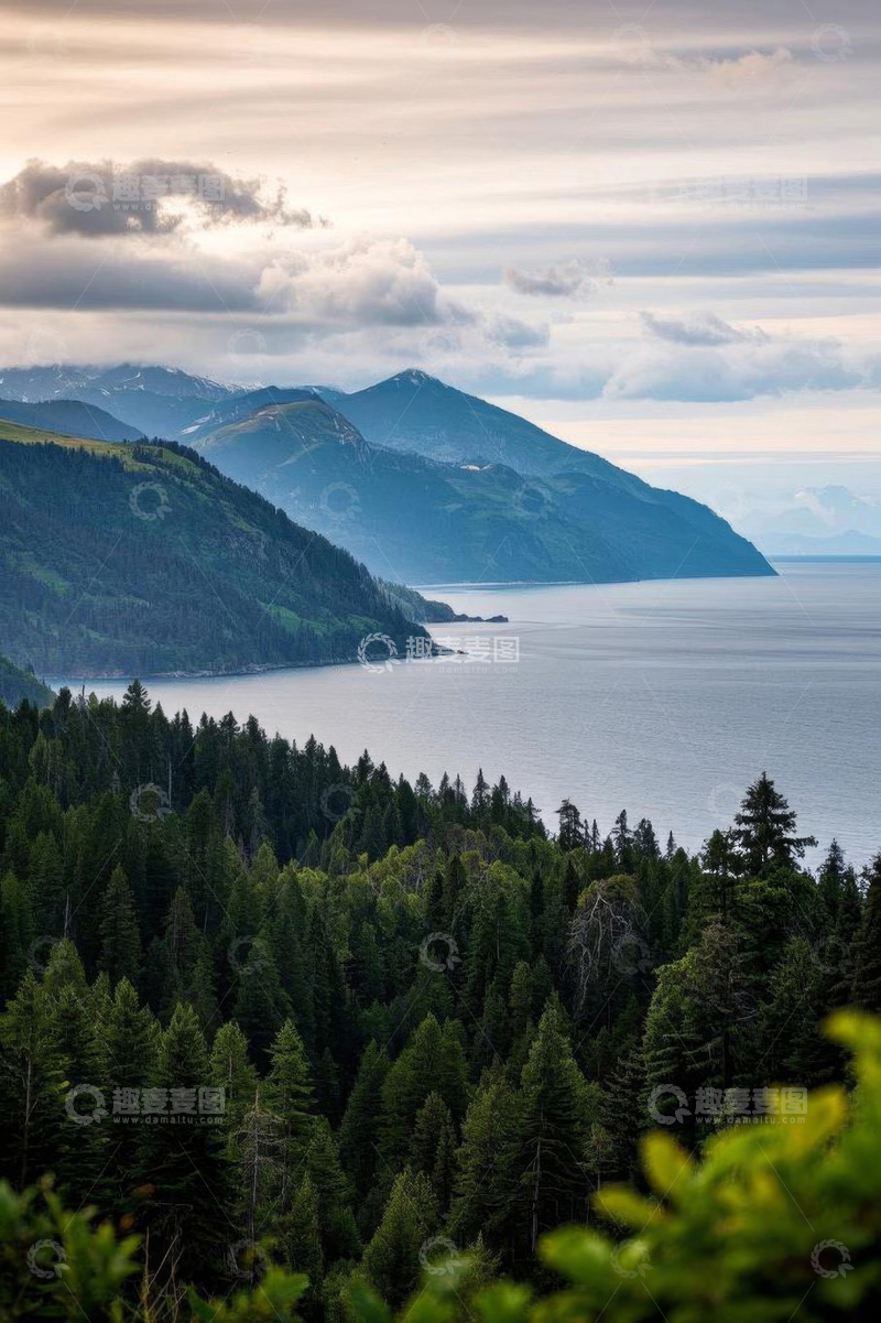 高清大图下载【趣麦麦图】山林湖泊自然风光全景