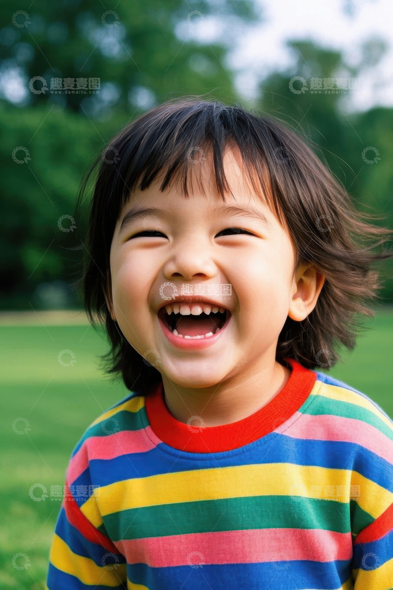 高清大图下载【趣麦麦图】可爱女孩户外开心大笑