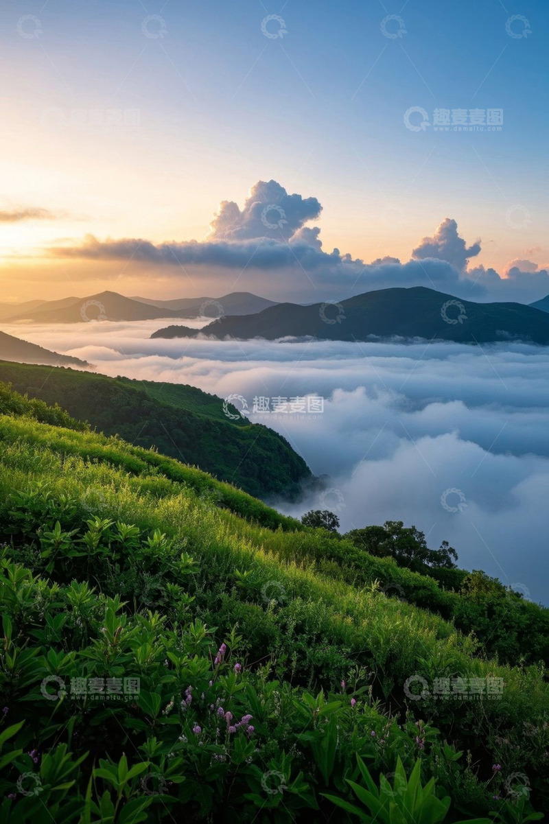 高清大图下载【趣麦麦图】山间云海日出自然风光