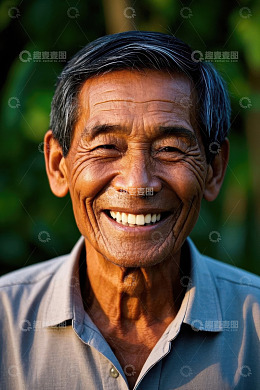 一位慈祥快乐的老年男子肖像
