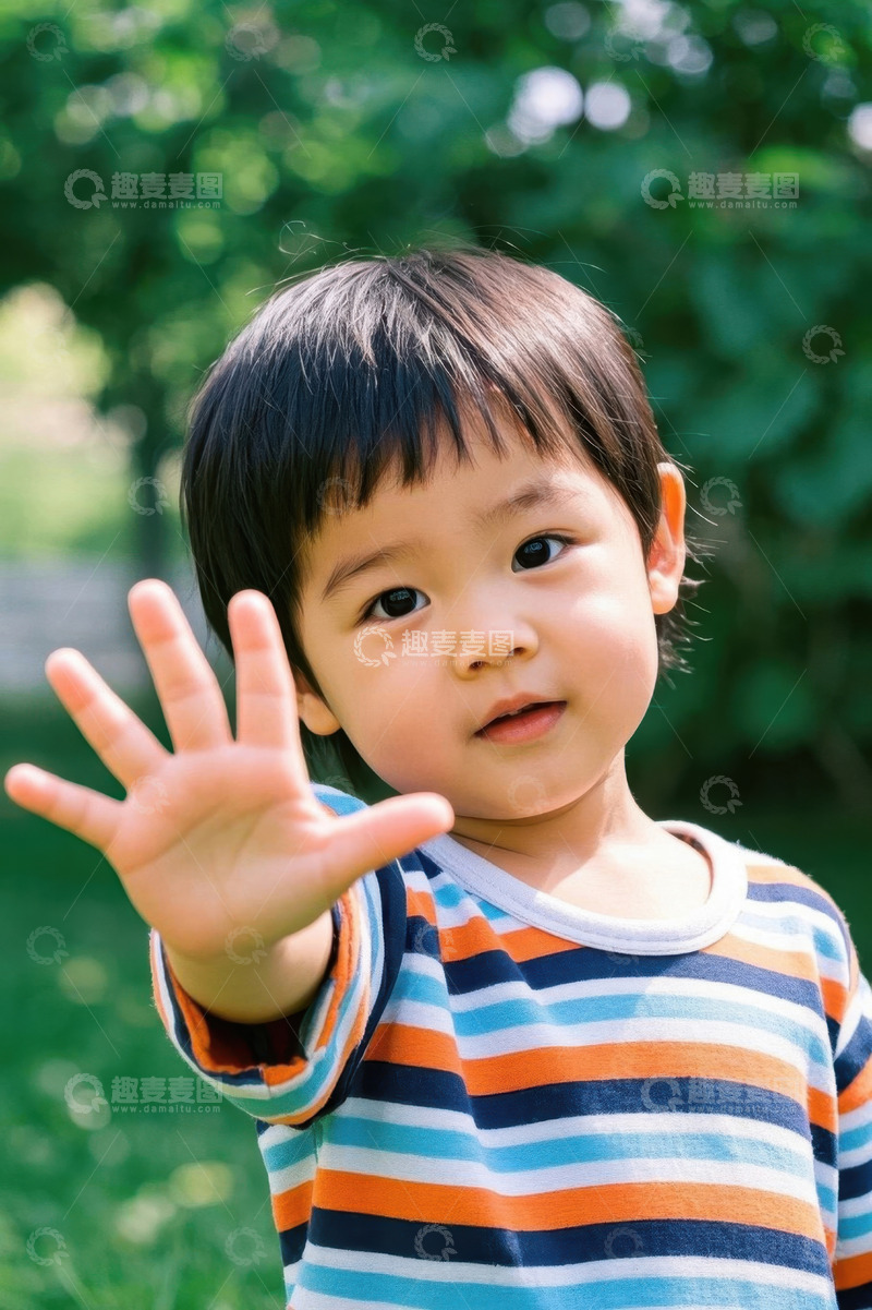 高清大图下载【趣麦麦图】可爱宝宝户外玩耍伸出手掌