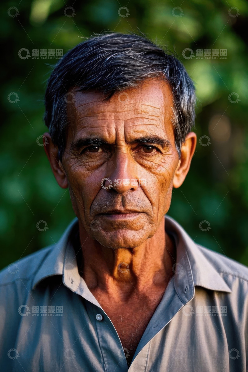 高清大图下载【趣麦麦图】一位饱经风霜的老人肖像