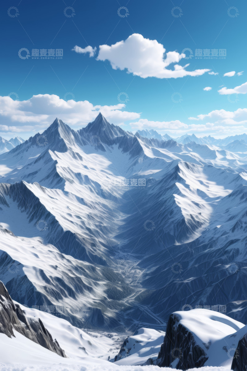 高清大图下载【趣麦麦图】雪山全景自然风光