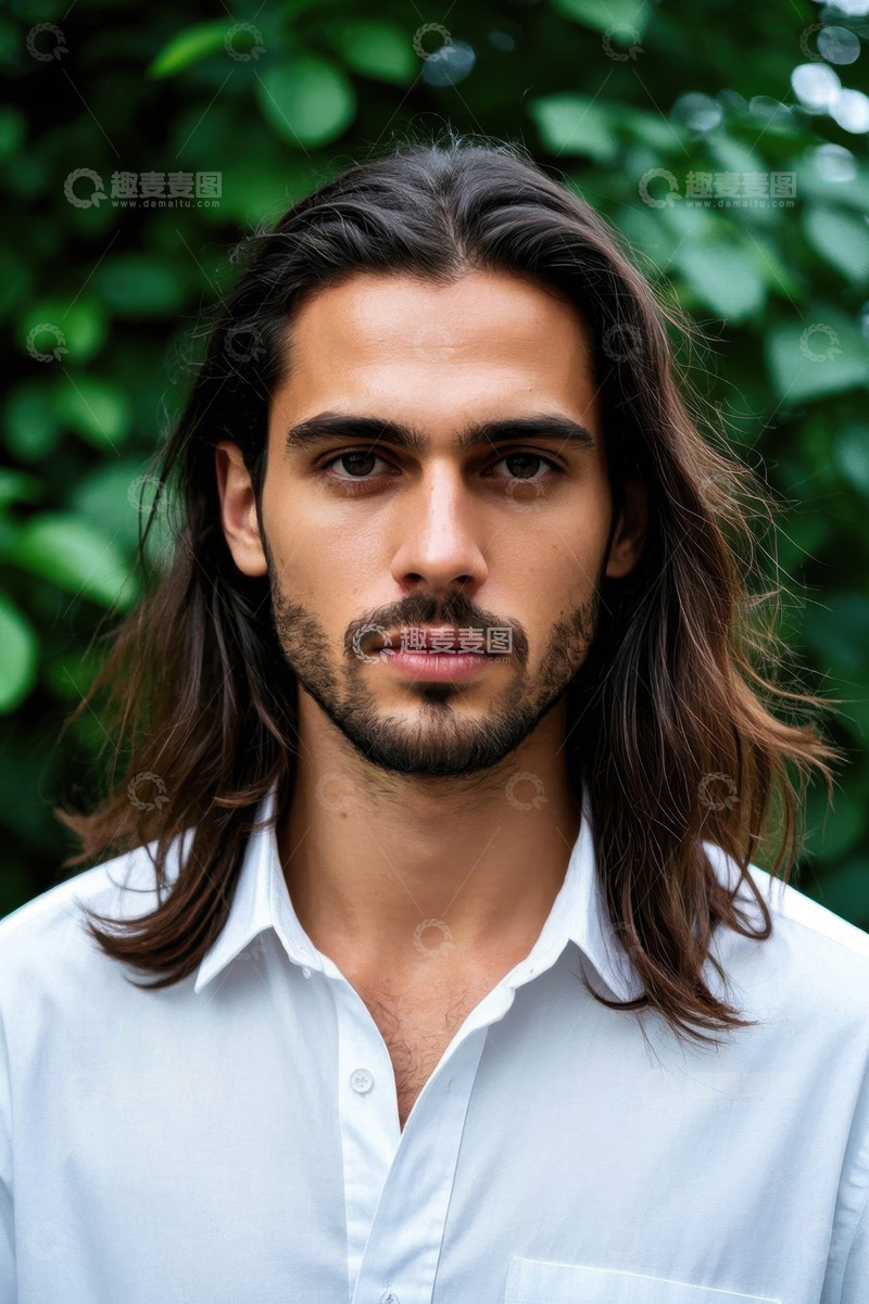 高清大图下载【趣麦麦图】长发男子户外写真照片