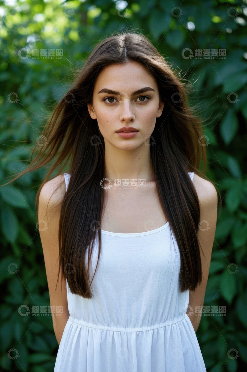 高清大图下载【趣麦麦图】清纯美女户外写真绿色背景