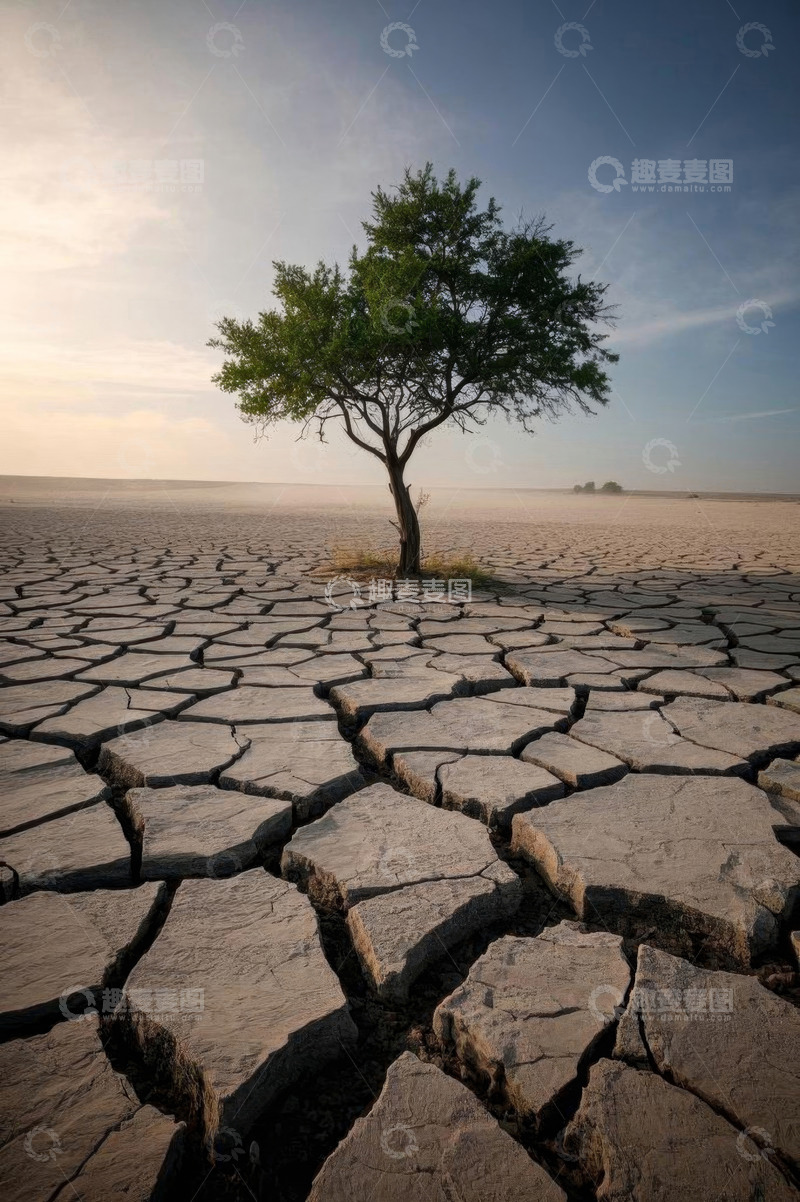 高清大图下载【趣麦麦图】干旱土地上的孤树景象