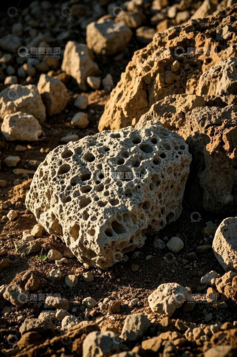 高清大图下载【趣麦麦图】地面上多孔岩石特写