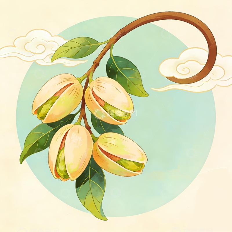 高清大图下载【趣麦麦图】完整开心果枝叶