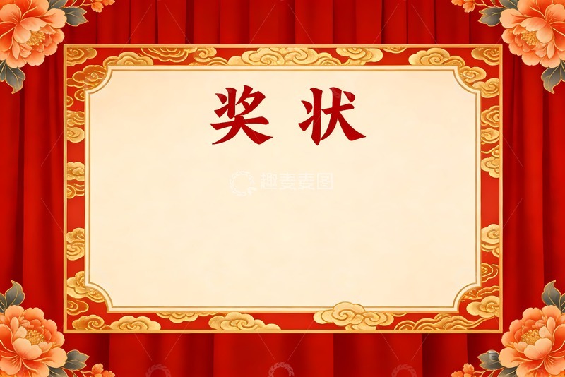 高清大图下载【趣麦麦图】红色为主的奖状