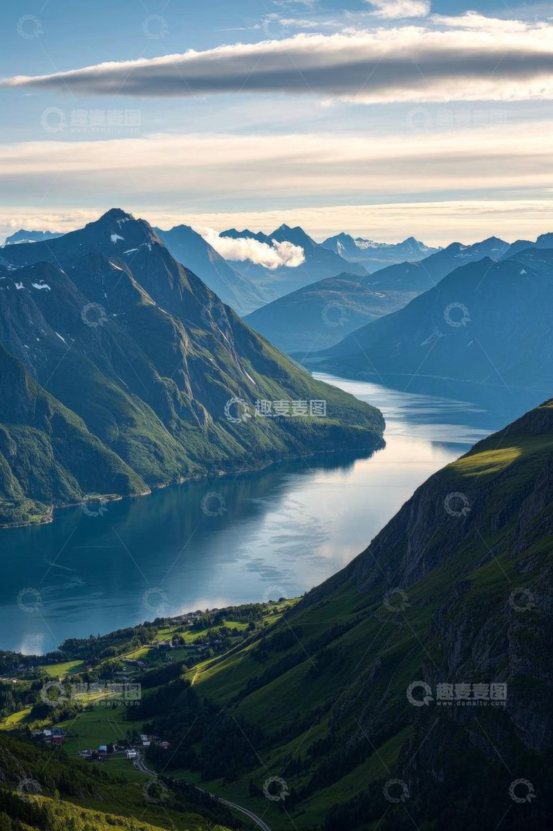 高清大图下载【趣麦麦图】挪威峡湾自然风光全景