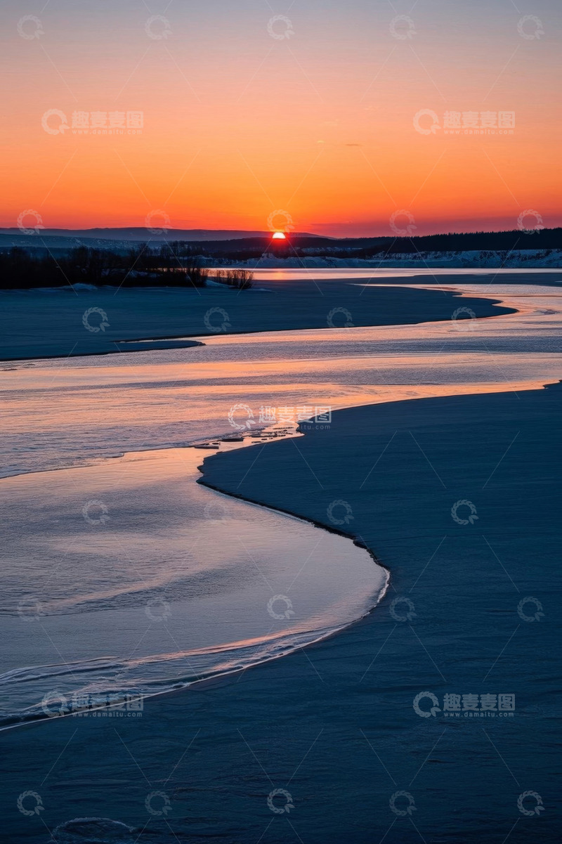高清大图下载【趣麦麦图】河流日出自然风光景色