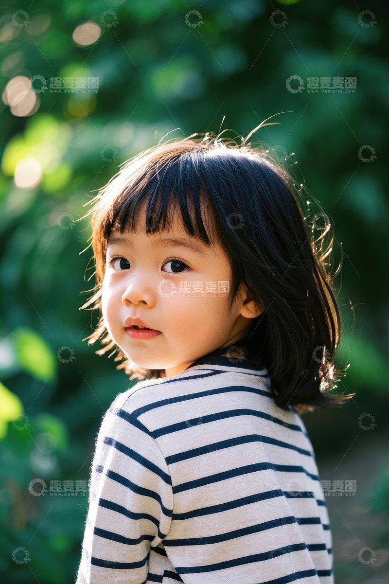 高清大图下载【趣麦麦图】可爱女孩回眸一笑户外写真